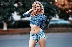 wallpaper shorts model women woman jean blue short blonde crop girl denim hair top wearing long beauty red eyes navel