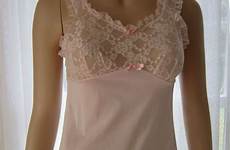 vintage babydoll nightie sheer chiffon pink lace baby gilbreath nightgown ruffles ebay women saved sml dolls