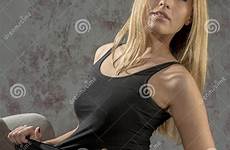 slender young blonde posing shirt girl coquettishly jeans preview blond