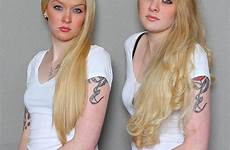 russian blonde twins blond clip twin voluminous straight hair