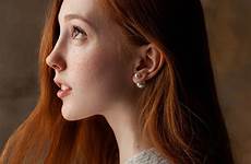 profile looking portrait redhead model women freckles eyes wallpaper sweater brown earrings pearl wallhere