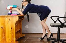secretary woman business happy desk office sitting stock