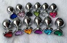 anal sex toy plug stainless steel metal 1pc butt heart hitch berg backyard crystal size big fetish sliver button base