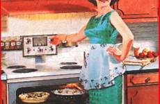 1950s women household role stereotypes advertisement 50s housewife cleaning doing serving dinner cooking laundry reinforcing wear
