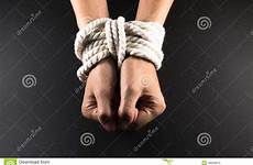 rope hands bondage bound female tied woman stock prisoner dreamstime
