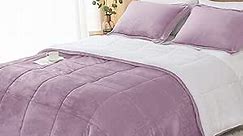 Lavender Purple Fuzzy Sherpa Comforter Set King Size, Soft All Season Girls Bedding Comforter Sets 3 Piece (1 Comforter and 2 Pillow Shams)