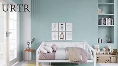 URTR White Wooden Full Size Daybed Frame, Sofa Bed with Wood Slat Support, Full Bed Frame for Bedroom Living Room T-01514-K