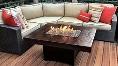 Oriflamme Hammered Copper Rectangle Gas Fire Pit Table