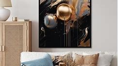 Designart "Gold And Black Marble Mirage Iii" Abstract Marble Framed Canvas Prints - Bed Bath & Beyond - 38003881