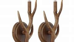 Oakley 5.5" 1-Light Southwestern Bohemian Resin/Iron Faux Antler LED Sconce, Brown Wood Finish (Set of 2) by JONATHAN Y - Bed Bath & Beyond - 39926059
