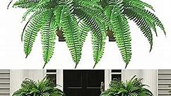 2PCS Growhabity Ferns, Uv Resistant Lifelike Artificial Boston Ferns for Outdoors Faux Ferns Fake Ferns Artificial Plants for Porch Window Home Decor (23IN-18 Leaves)