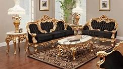 Wooden Designer Royal Black Sofa Set