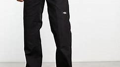 Dickies slim straight double knee work chino pants in black | ASOS