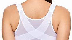 DELIMIRA Women's Full Coverage Front Closure Back Support Posture Bras Plus Size