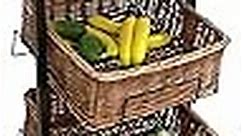 FixtureDisplays® 4 Tier Basket Stand Wicker Basket Bakery Rack Produce Stand Food Rack Fruit, Wicker - Black 120005-NF