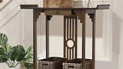 Rustic Tall Narrow Entryway Console Tables Storage 2 Tier with Drawer - Bed Bath & Beyond - 38455335