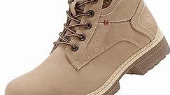 ANJOUFEMME Womens Hiking Snow Winter Boots - Outdoor Waterproof Lightweight Ankle Boots for Women Work Backpacking Boots FNW110-FNW08-BEIGE-6