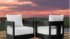 Abbyson Santorini Black Outdoor Swivel Chair (Set of 2) - Bed Bath & Beyond - 35808491