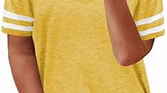 Eytino Plus Size Shirts for Women Plus Size Tops Summer Short Sleeve V Neck T-Shirts Tunic Casual Loose Soft Tee Shirt Yellow 3X