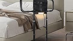 Bed Rails for Elderly Adults Safety: Adjustable Heights Bed Cane with Storage Pocket, Non-Slip Handle, Motion Sensor Light, Bedrails for Elderly Adults Grab Bar Bed Handrails, Can Withstand 400LB