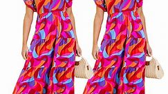 [Hot Item] Dear-Lover Wholesale Private Label Bohemian Multicolor Boho Geometric Print Summer Short Sleeve Ruffle Tiered Long Maxi Dress