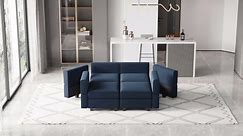 Belffin Modular Sectional Velvet L Shaped Sofa Couch Bed Sleeper with Storage 8 Seater Blue