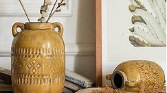 RusticReach Mustard Yellow Glazed Ceramic Vase - Bed Bath & Beyond - 25596929