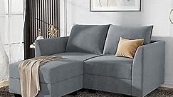 HONBAY Modern L Shaped Sectional Sofa for Small Space Fabric Modular Sofa with Chaise Loveseat Sofa with Ottoman and Storage Seat, Bluish Grey