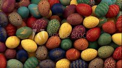 4k vidio Multi Color with Gold Patterns Easter Egg Falling Transition