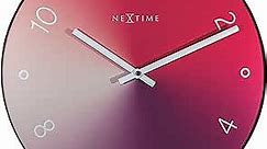 NEXTIME Wall Clock-Diameter 40 cm-Glass/Metal-Red-'Gradient', 40 x 0.7 cm