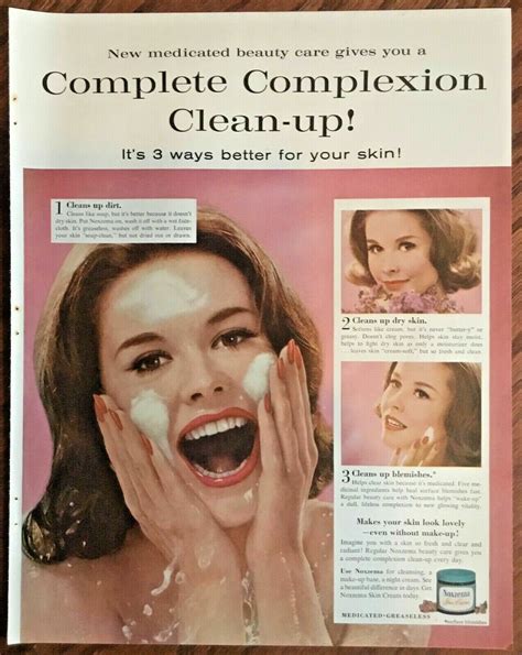 Noxzema Cleanser 1961 Vintage Magazine Print Ad, Retro Art Model