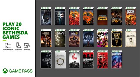 Speaking of which, 20 bethesda titles will be available on xbox game pass, with 12 of them launching today, and the other 8 to be available tomorrow. 20 Bethesda Games from the World's Most Iconic Franchises ...