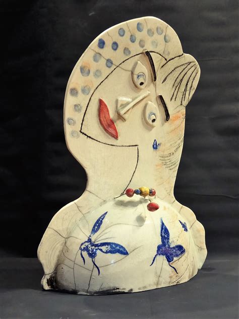 This lesson is a fun substitute to regular portraits. Picasso face, Ceramic sculpture, Pottery statue, White ...