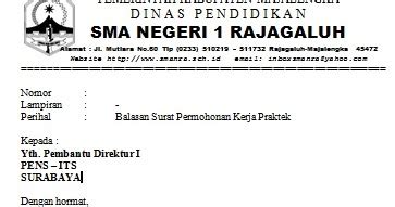 Surat balasan pkl smk dari perusahaan doc kumpulan. Contoh Surat Balasan Permohonan Kerja Praktek.docx Size ...