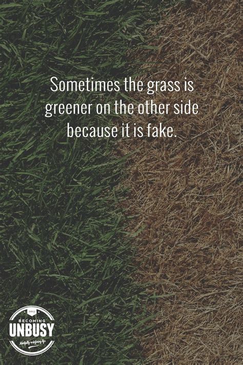 Let me narrate a incident what happened with me: Sometimes the grass is greener on the other side because it's fake. So true! | Words quotes ...