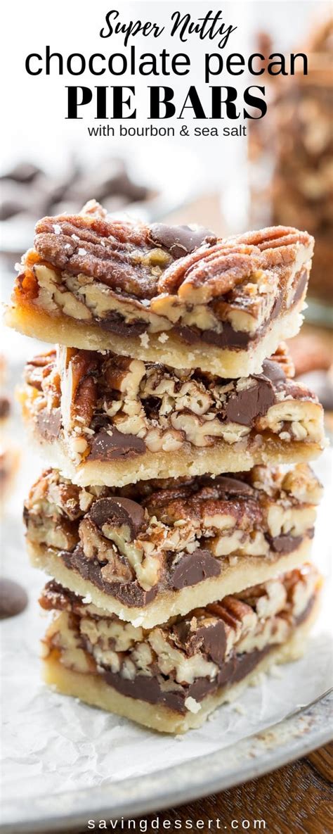 Sure, pecan pie is great on it's own, but coconut and chocolate make it ten times better. Chocolate Pecan Pie Bars with Bourbon & Sea Salt - Saving ...
