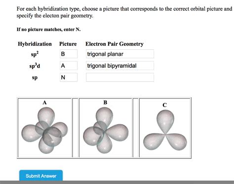 Solved For each hybridization type, choose a picture that | Chegg.com