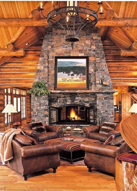 Maybe you would like to learn more about one of these? Comfortable setting area around a huge fireplace.. | Log ...