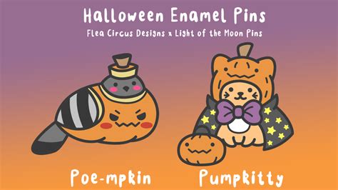 Project image for Poe-mpkin and Pumpkitty Halloween Hard Enamel Pins ...