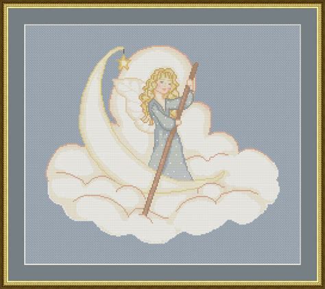 This free valentine cross stitch pattern and matching floss thread holders are a handy cute addition to your stash. Cross Stitch Works: Moon Angel in the Clouds 101111339 ...