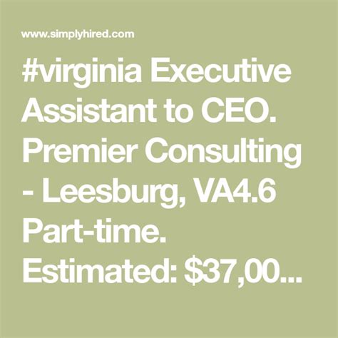 Explore new personal assistant job openings and options for career transitions into related roles. #virginia Executive Assistant to CEO. Premier Consulting ...