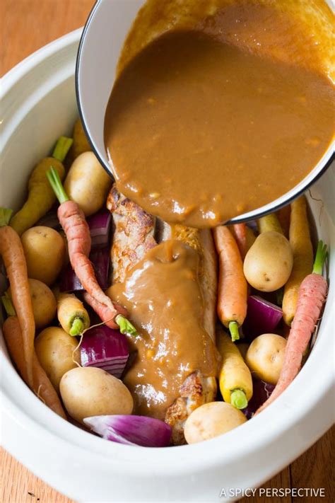 I like to them rinse them and pat dry with paper towels. Easy to Make Crock Pot Pork Loin with Vegetables and Gravy | ASpicyPerspective.com | Crockpot ...