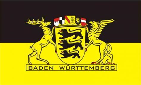 Fahne von landesnstflagge baden württemberg. Flagge Baden - Württemberg mit großem Landessiegel