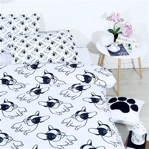Cute funny various french bulldog animal rainbow pillowcase all products from french bulldog beds category are shipped worldwide with no additional fees. Premium Quality Black and White French Bulldog Duvet Cover
