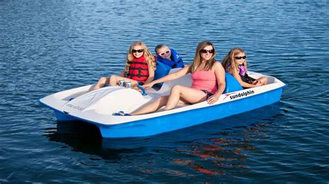 A small, lightweight craft, this boat weighs in at 110 pounds and has a width of 65 inches. Sun Dolphin Sun Slider 5 Seat Pedal Boat with Canopy Teal ...