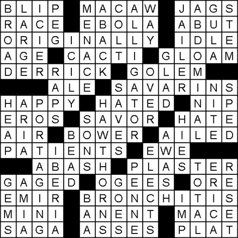 Times crossword in your local paper. Solution for Crossword Puzzle of January 13, 2021