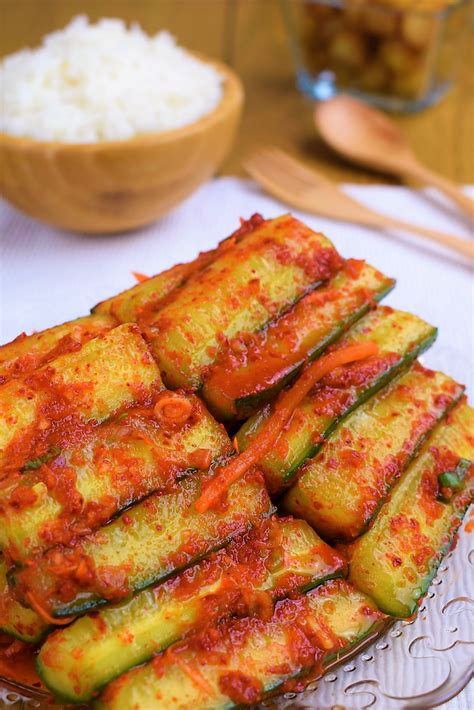This side dish could be a star at your next summer outdoor cookout. Cucumber Kimchi Video Recipe. 오이 김치. Cool, crunchy, spicy ...