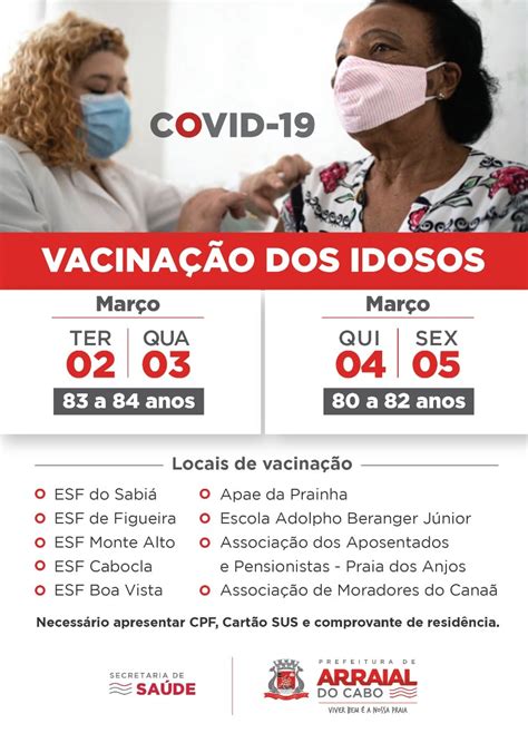 Para todos os públicos, é indicado que faça o cadastro antecipado pelo site vacina já, para celeridade no registro da dose de vacina. Prefeitura de Arraial divulga calendário de vacinação ...