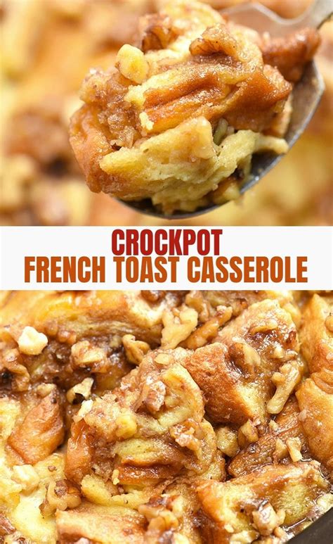 Here are our favorite breakfast casseroles and crockpot creations Crockpot French Toast Casserole with custardy bread and ...