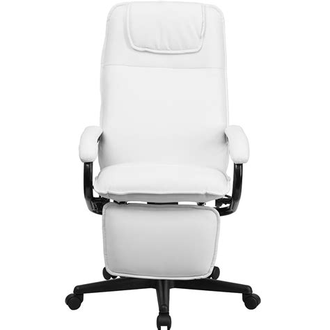 The latest in style, mirus office chair with pink mesh, white frame and a leg rest. Ergonomic Home High Back White Leather Executive Reclining Swivel Office Chair